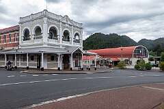 The Empire Hotel, called the “grand old lady” of the West Coast, on the corner of Orr and Driffield Streets, across the road from the Queenstown railway station.