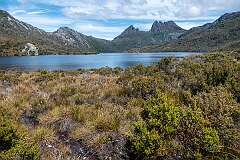 Dove Lake and Cradle Mountain, in Cradle Mountain-Lake St Clair National Park, in the heart of the Tasmanian Wilderness World Heritage Area.