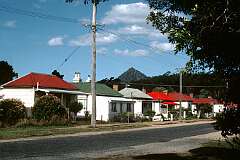 A quiet street in St. Marys in 1988, 35 kilometres south of St Helens; in the 1830s it was a convict probation station.