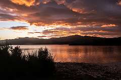 Dusk over Lake Pedder from Teds Beach.
