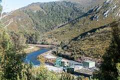 The lock in McPartlan Pass Canal, allowing water from Lake Pedder to flow  into Lake Gordon.
