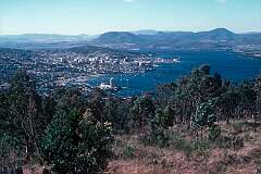 Looking north to Tasmania's capital Hobart, from Mount Nelson, 1988.
