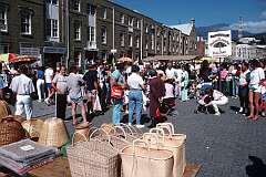 A market at Salamanca Place in Hobart (1988).