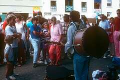 A “One-man-band'” at Salamanca Market, in 1988.