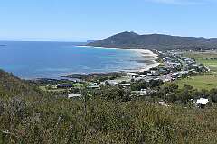 View from Anniversary Bay Circuit on Rocky Cape Walking Track, to Sisters Beach village.