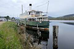 The Last of the River Steamers, moored in Franklin: SS Cartela was built in Battery Point by Purdon and Featherstone and launched in 1912.