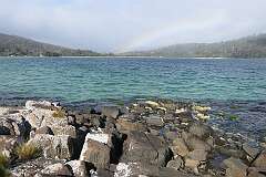 View of Recherche Bay from Adams Point, on the Fishers Point Track, Cockle Creek, the farthest point south one can drive in Australia.