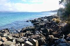 View of Recherche Bay from Adams Point, looking northeast, on the Fishers Point Track, Cockle Creek.