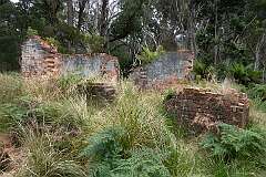 The ruins of Fishers Point Pilots Station at the end of the Fishers Point Track, on Pancake Bay, near Cockle Creek.
