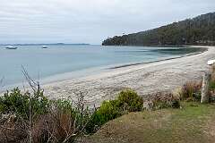 View of Fluted Cape on South Bruny's east coast, from the Grass Point Track, Adventure Bay.