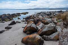 Boulders on Lighthouse Jetty Beach, along the Labillardiere Peninsula Circuit in the southwest of South Bruny Island.