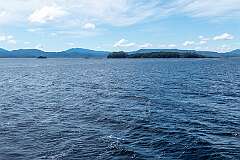 Approaching Sarah Island in Macquarie Harbour.