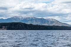 View to the mountains of The West Coast: Strahan and Macquarie Harbour Range Regional Reserve from Macquarie Harbour.