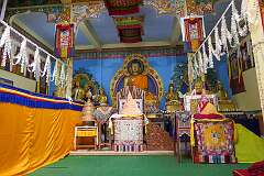 The Dukhang or main assembly hall in the Upper Gompa of the Gontse Gaden Rabgyel Ling Monastery.