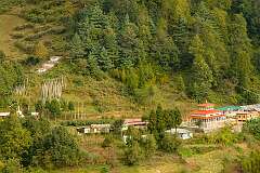 View to a Monastery to the east of Bomdila, seen from the road.