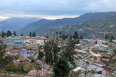 View of Bomdila from the road to the Upper Gompa of the Gontse Gaden Rabgyel Ling (GRL) Monastery.