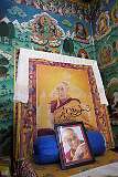 Signed photographs of the 14th Dalai Lama in the Gompa Buddhist Temple, the Centre for Buddhist Studies in Itanagar; he consecrated it on 15 December 1996.