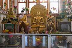 Buddha statues in the Burmese Therevada Buddhist temple,Vivek-Vihar.