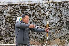 “Mlathan”, archery, one of the traditional games performed at the Tawang Festival.