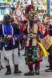 Masked temple dancers, in the Carnival Parade on the first day of the Tawang Festival.