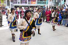 The Carnival Parade, with many colourful dancers, on the last day of the Tawang Festival.