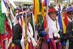 The Carnival Parade, with many colourful dancers, on the last day of the Tawang Festival.