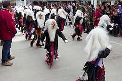 The Carnival Parade, with many colourful dancers, on the last day of the Tawang Festival.