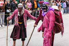 The Carnival Parade, with many colourful dancers, on the last day of the Tawang Festival.