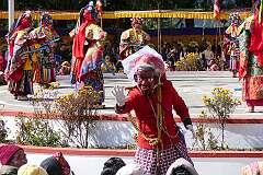 A masked “clown” providing light relief during a spiritual dance at the Torgya.