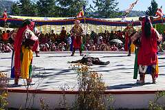 A sinner paying for his sins in the afterlife in the Torgya ceremony.