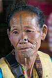 An Apatani woman, with traditional “yaping hurlo” nose plug and tattoo; now no longer performed.