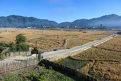 The Bulla Village Road and Ziro Valley, from the roof of the Myodi Yasi Homestay, Dilang Poppin, near Old Ziro.