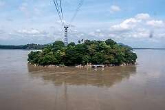 Peacock Island in the Brahmaputra River from the Guwahati Passenger Ropeway, connecting Guwahati with North Guwahati.