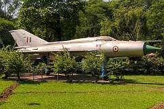 A Mikoyan-Gurevich MiG-21 displayed in the Regional Science Centre, Kanapara, in the south of Guwahati.