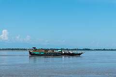 A car ferry on the Brahmaputra River, between from Nimati Ghat and Kamalabari Ghat on Majuli Island.