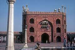 The eastern gate across the pond in front of Jama Masjid, dating from between 1644 and 1656.