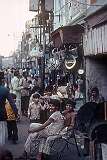 A busy sidewalk in Chandni Chowk, one of the oldest and busiest markets in Old Delhi.