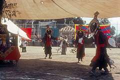 Masked dancers in a Tibetan Opera (Lhamo).