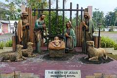 A shrine depicting the birth of Jesus, along the path to the Arthunkal St. Andrew's Basilica in Cherthala.