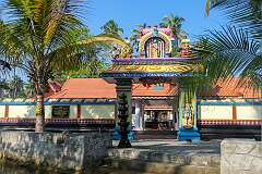 The Kalluvila Sreekrishna Temple from the backwaters at Munroe Island.