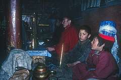 Children during a “puja” ceremony at the monastery of Alchi