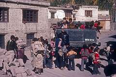 A truck carrying schoolchildren in Leh.
