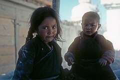 A little Ladakhi girl and boy in Leh.