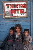 Children at the Tibetan Hotel in Leh.