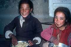 Patma Chandur and Puntsog Dolma, having breakfast.