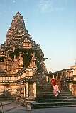 Steps leading into the Lakshmana temple in Khajuraho, one of the group of temples dating from 950 to 1050; it is the largest group of medieval Hindu temples, famous for their erotic sculptures.