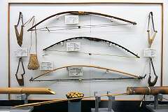 Bows and other implements of tribal people, in the Don Bosco Centre for Indigenous Cultures, Shillong.