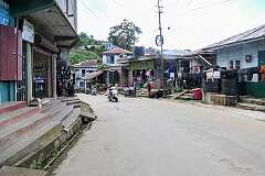 Street with shops in the village of Reiek, 27 kilometres west of Aizawl.