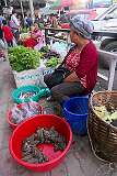 Selling frogs and vegetables on the street in Kohima.