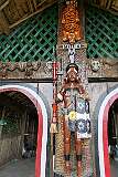Wood carving of a Phom chief in the Morung, traditional 'bachelors' dormitory' house of the Phom Naga tribe in Kisama Heritage Village.
